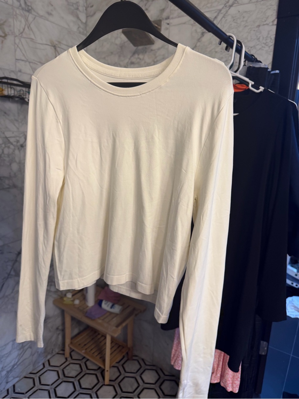 Women's Long Sleeve Crewneck Top - Cream